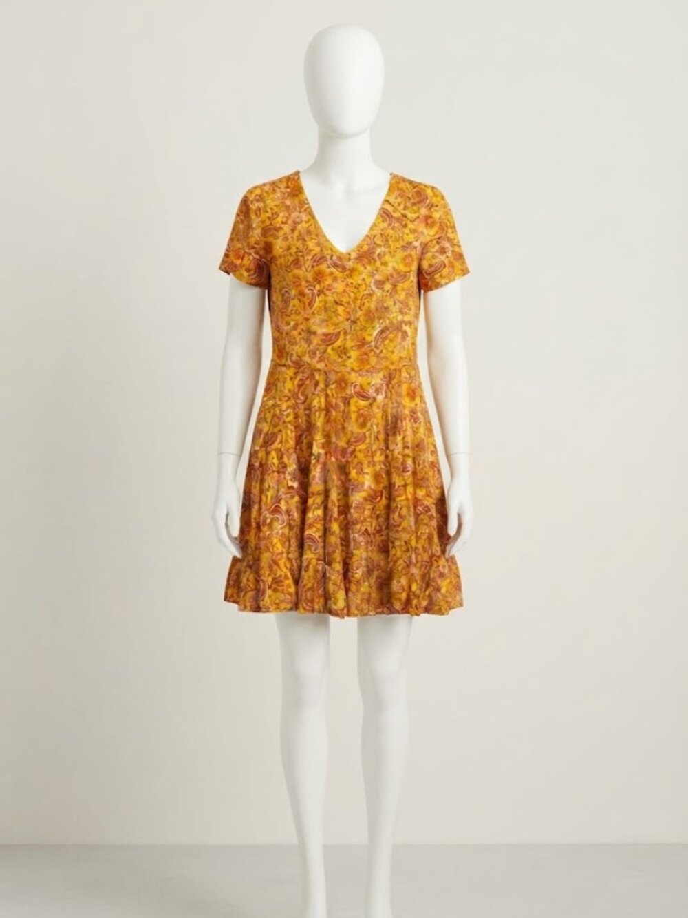 Patrons of Peace Tiered Dress Size M Paisley Floral Boho Peasant Orange